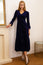 Victoria V-Neck Long Sleeve Stretch Corduroy Dress | Atlantic Blue
