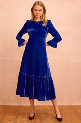 Victoria Velvet Dress | Azure Blue