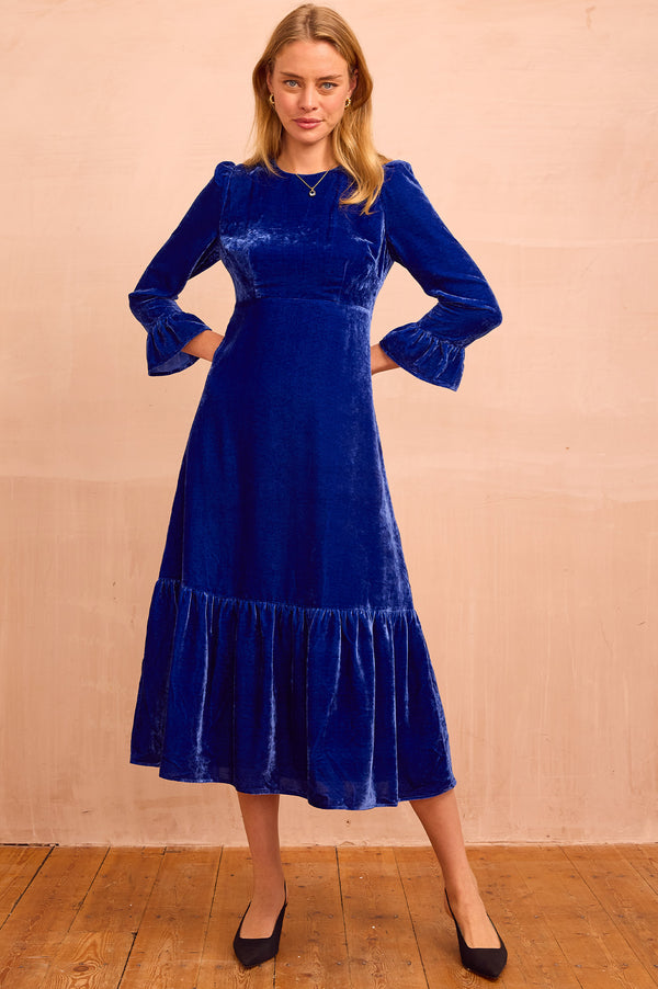 Victoria Velvet Dress | Azure Blue