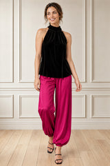 Viscose Satin Balloon Trouser | Fuchsia