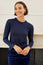 Metallic Knit Frill Neck Jumper | Navy