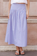 Stripe Dropped Waist Skirt | Blue/Red/White