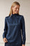 Satin Jacquard Spot Blouse | Navy