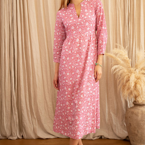 aspiga pink dress Aspiga Women's Sustainable Tie Strap Dress Summer Holiday 100% Linen - Pink