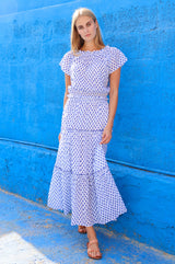 APPROVED Bea Printed Organic Cotton Skirt | Lixus White/Cobalt - Aspiga