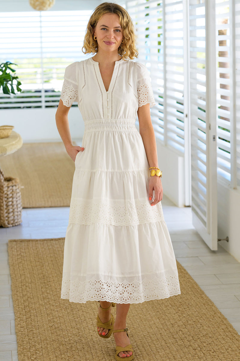 Monica cotton broderie wide dress
