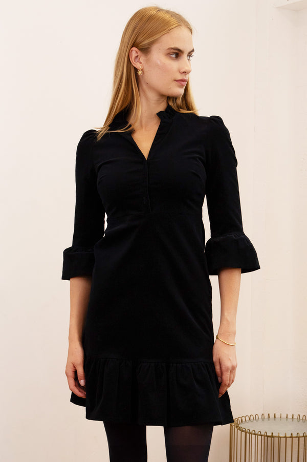 Percy Short Stretch Corduroy Dress | Black