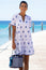 India Embroidered Organic Cotton Dress | White/Blue