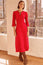Jocelyn V-Neck 3/4 Sleeve Stretch Corduroy Dress | Red