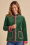 Velvet Quilted Jacket | Green/Pink