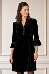Elsie Short Velvet Dress | Black