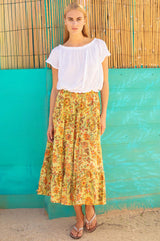 Rose One Size Skirt | Green/Orange - Aspiga