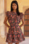 Rose Frill Mini Dress | Khaki/Orange