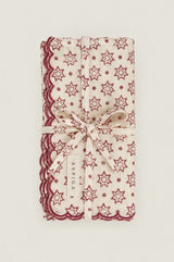 Block Print Christmas Napkins | Red/White
