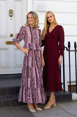 Moxi Peplum Maxi Dress | Burgundy/Pink