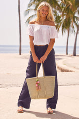 Bombon Medium Tote | Bone/Gold