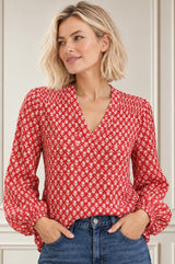 Clea Viscose Crinkle Blouse | Lixus Pink/White