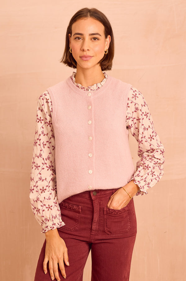 Alpaca Blend Gilet | Dusty Pink