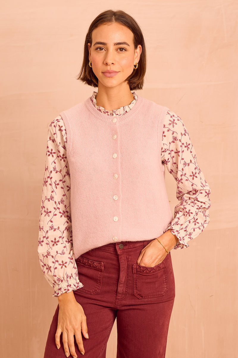 Alpaca Blend Gilet | Dusty Pink