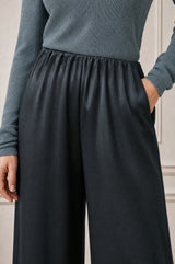 Satin Wide Leg Trouser | Grey