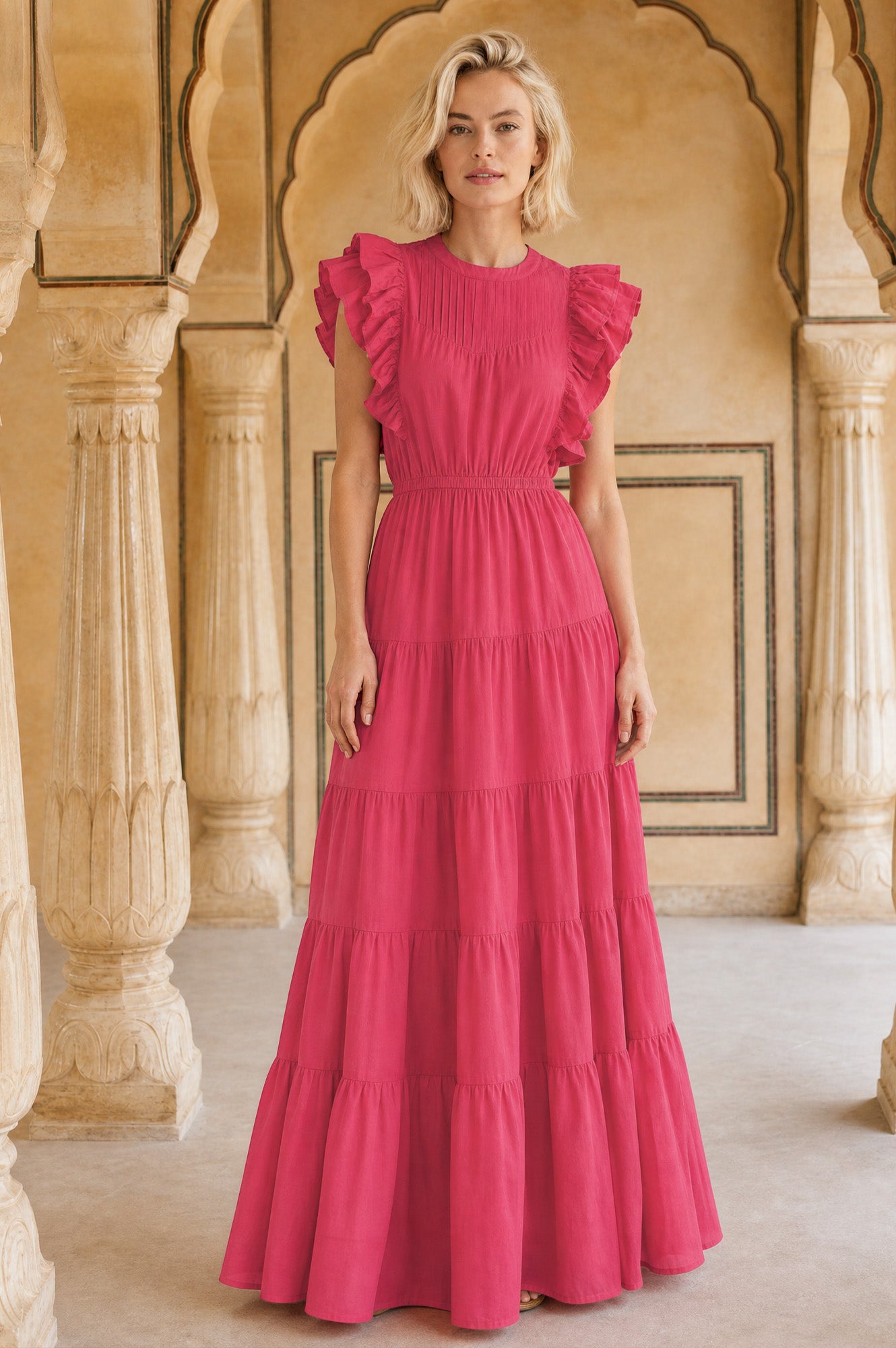 Rose Frill Maxi Dress | Pink