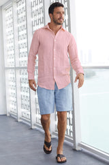 Men's Holiday Linen Shirt | Light Pink