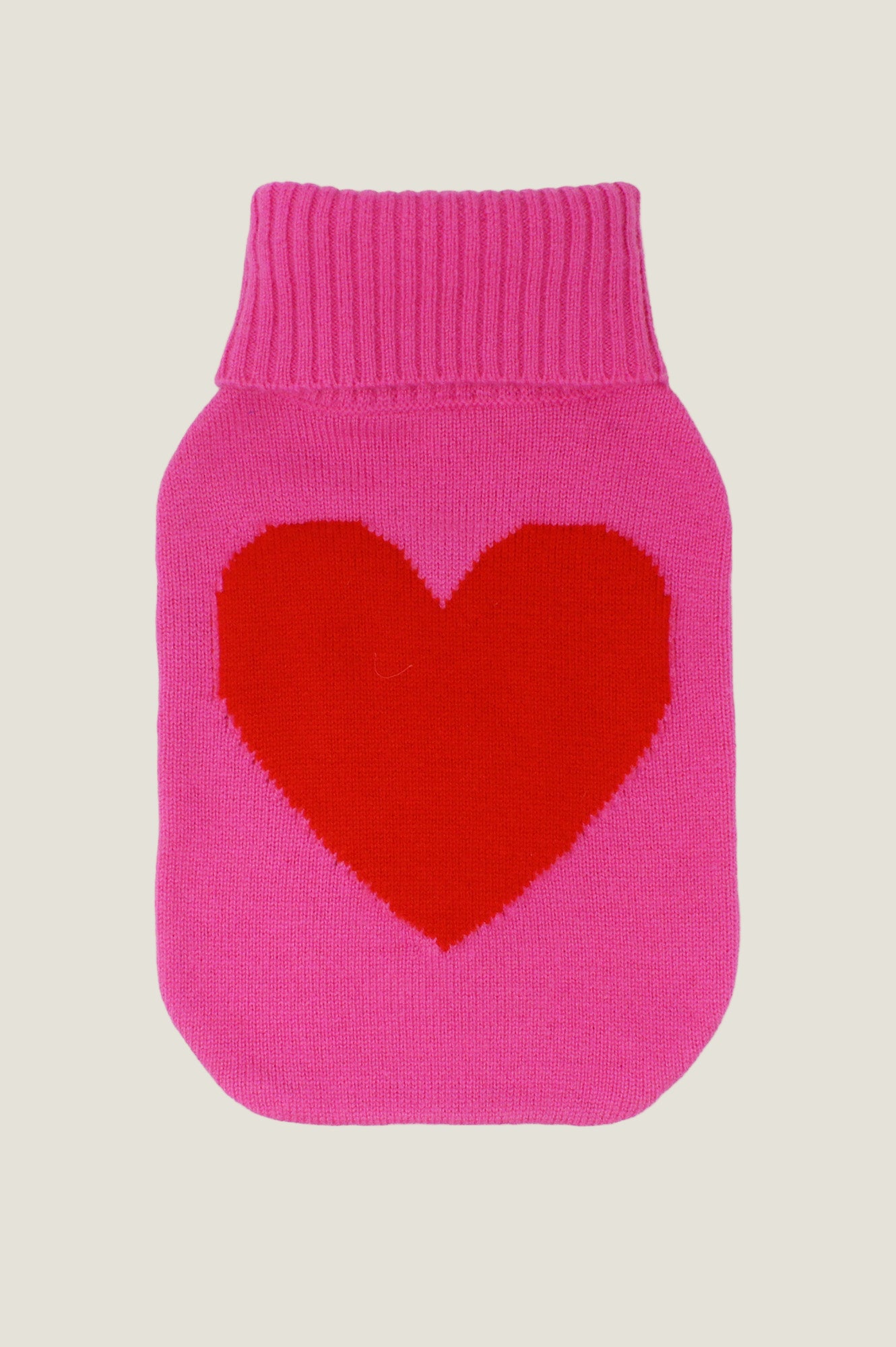 Knitted Hot Water Bottle Cover | Pink/Red