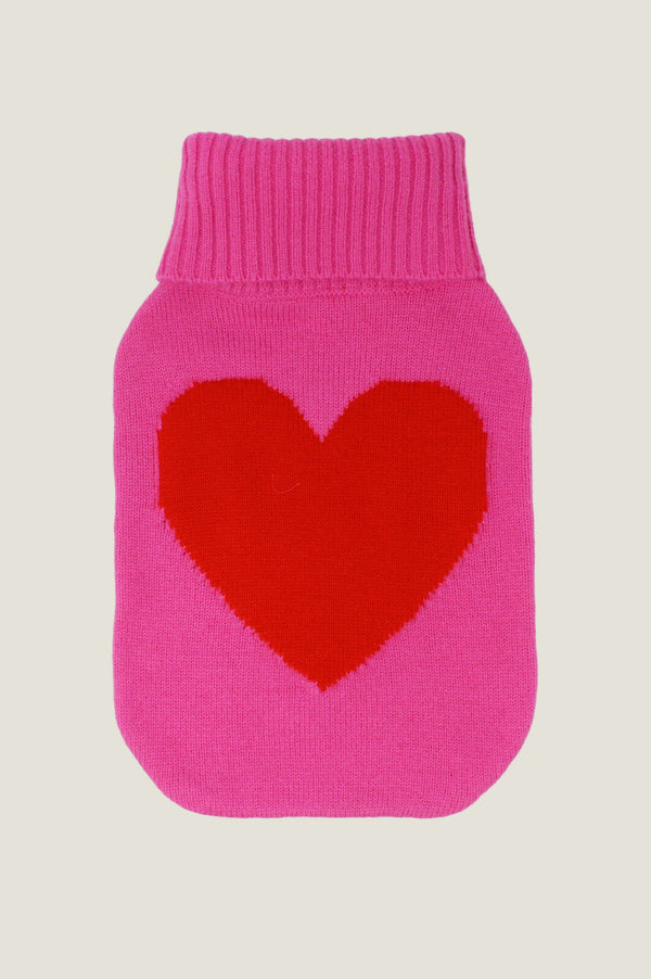 Knitted Hot Water Bottle Cover | Pink/Red