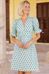 Chloe Organic Cotton Short Dress | Buti Teal