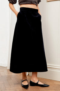 Caro A-Line Cord Skirt | Black