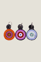 Large Beaded Circle Keyring | Orange/Pink/Red