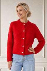 Alpaca Blend Brittany Cardigan | Red