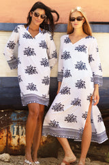 Guadalupe Short Organic Cotton Tunic | White/Navy