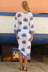 Guadalupe Maxi Organic Cotton Tunic | White/Navy