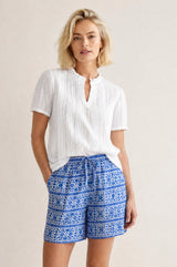 Pull on Organic Cotton Shorts | Blue/White