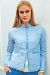 Cotton Quilted Jacket | Steel Blue - Aspiga