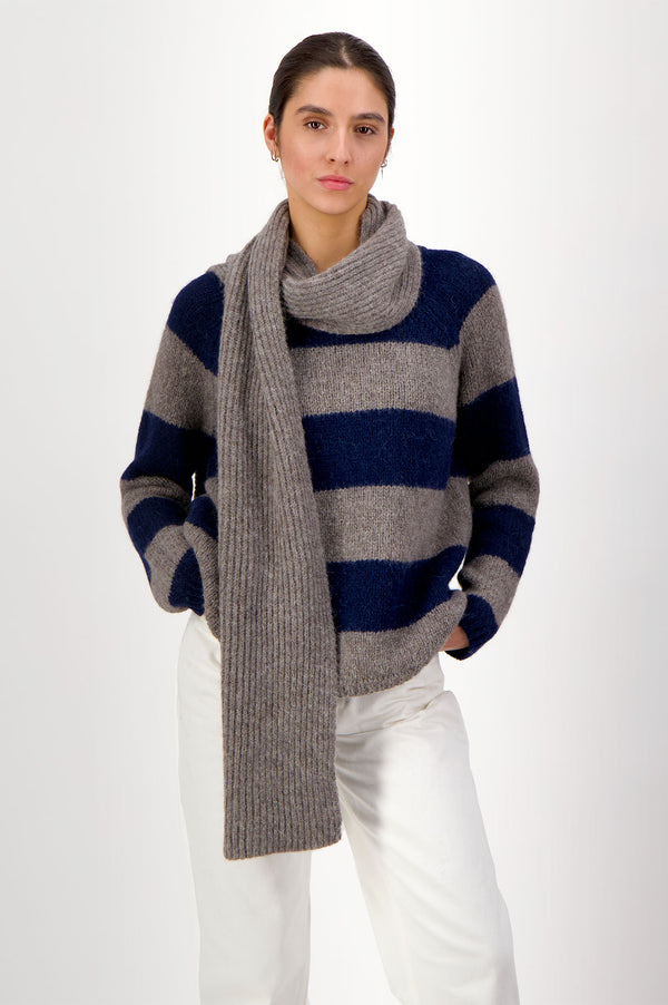 Caroll Round Neck Sweater | Navy/Grey