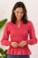 Long Sleeve Stripe Shirred Blouse | Red/Pink