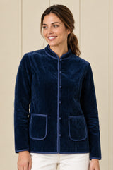 Velvet Quilted Jacket | Navy