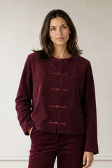 Cropped French Knot Jacket | Burgundy