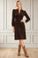 Stretch Corduroy Zip Front Short Dress | Chocolate