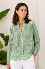 Livi Organic Cotton Blouse | Sage/White