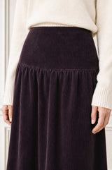 Dropped Waist Baby Cord Skirt | Aubergine