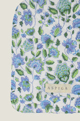 Block Print Organic Cotton Hot Water Bottle Cover | Garden Jaal Blue/Green - Aspiga