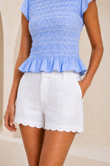 Low Rise Scallop Short | White