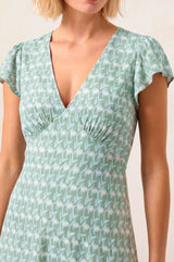 Sophie Viscose Dress | Sage/White