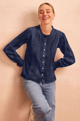 Vienna Long Sleeve Blouse | Navy