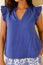 Frill Sleeve Organic Cotton Cheesecloth Top | Cobalt