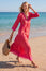 Mykonos Organic Cotton Maxi Beach Dress | Pink/Orange