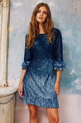 Sequin Mini Victoria Dress | Blue Ombre